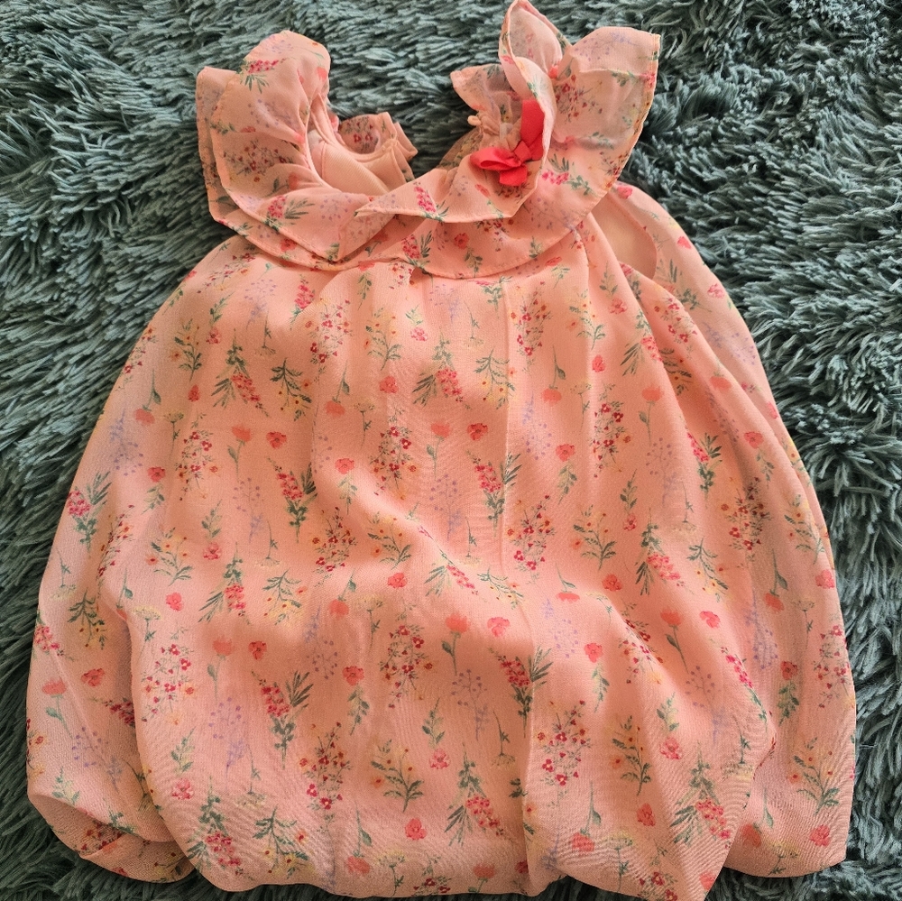 Floral Peach Baby Dress